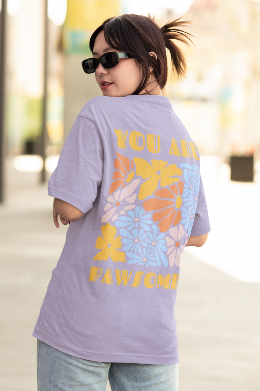 "You Are Pawsome" Oversized Unisex Tshirt - Lavender