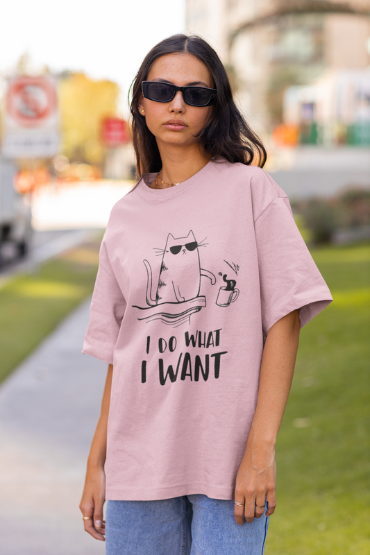 “I Do What I Want” Oversized T-Shirt (Pink)