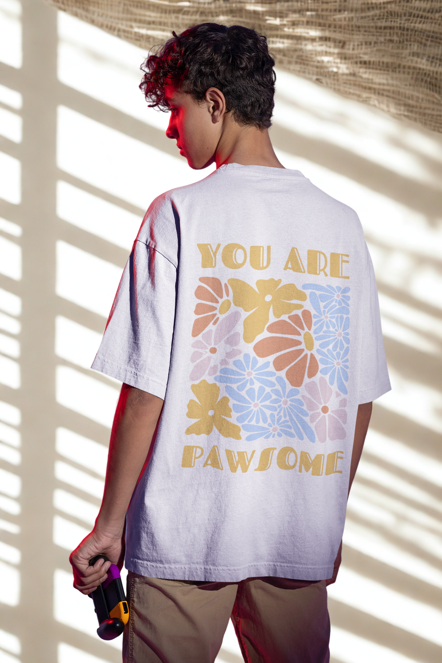 "You Are Pawsome" Oversized Unisex Tshirt - white