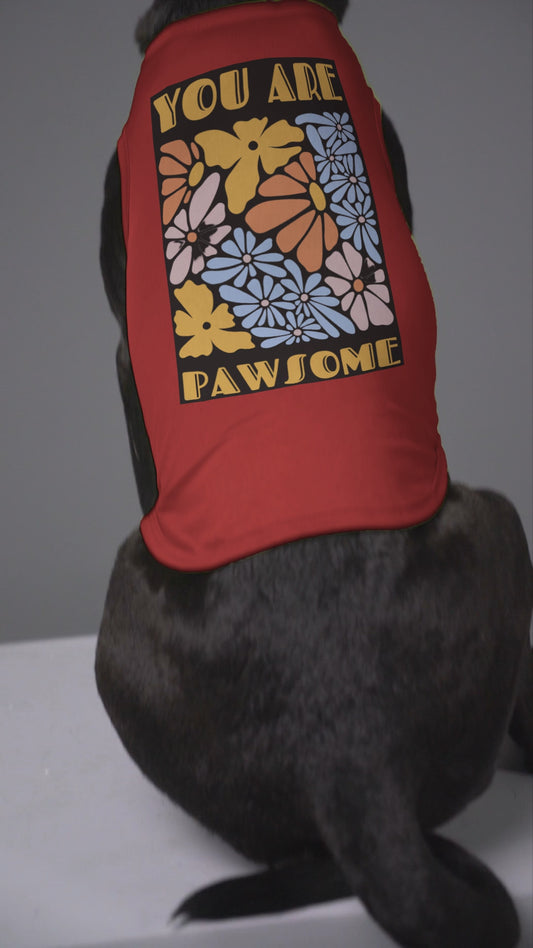 "You Are Pawsome" Floral Graphic Dog Shirt (Red) – Cute & Comfy Pet Apparel