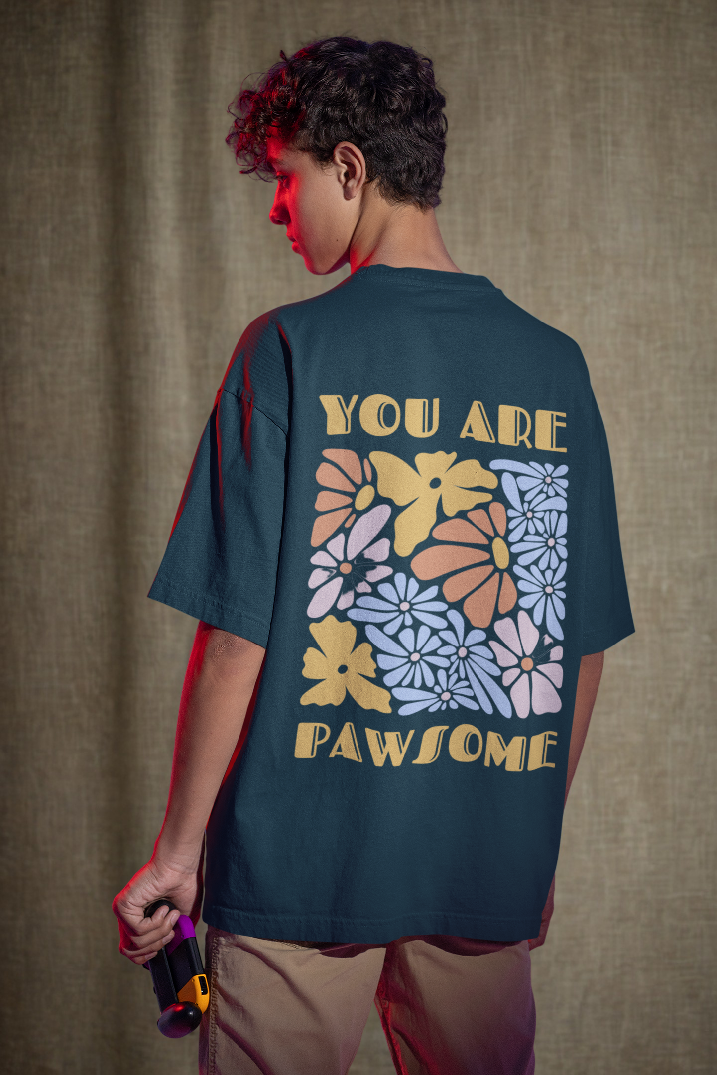 "You Are Pawsome" Oversized Unisex Tshirt - Petrol Blue-Green
