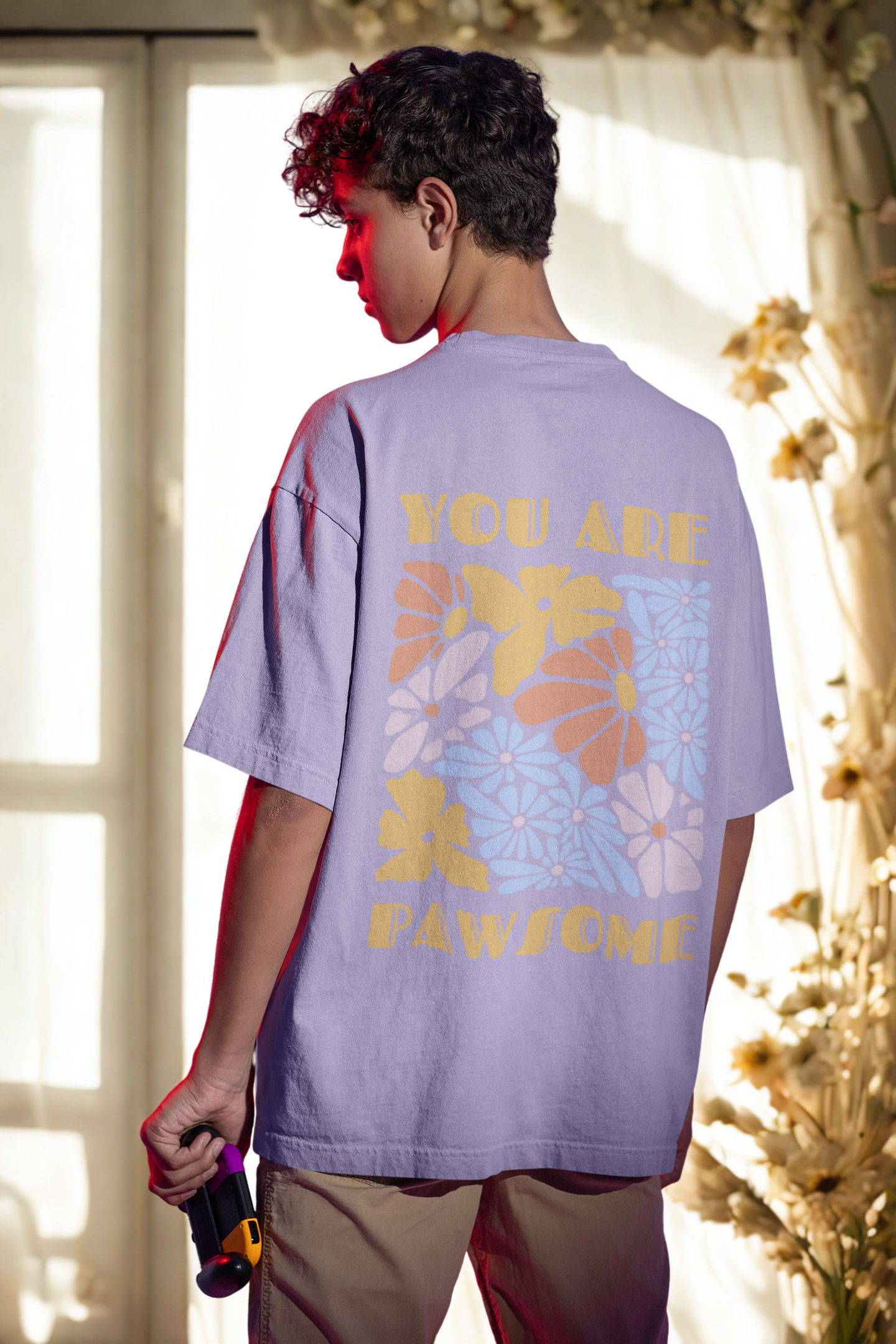 "You Are Pawsome" Oversized Unisex Tshirt - Lavender